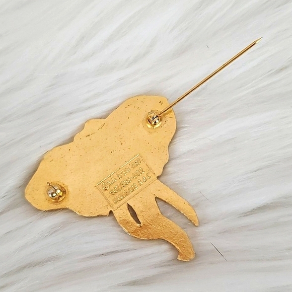 Vintage 1989 80s William Spear Enamel Champleve Handmade Elephant Brooch Pin 1.5 - Picture 10 of 10